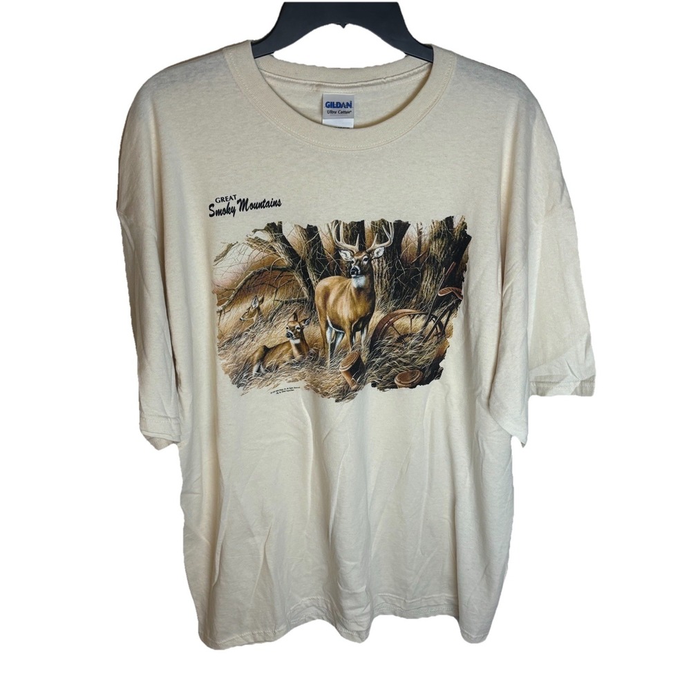 Vintage Great Smoky Mountains Deer T Shirt Size XL 1997